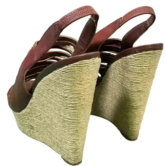 STEVEN by Steve Madden Wedge Sling Back Leather Braided Rope Stud Detail Shoe - Picture 5 of 14